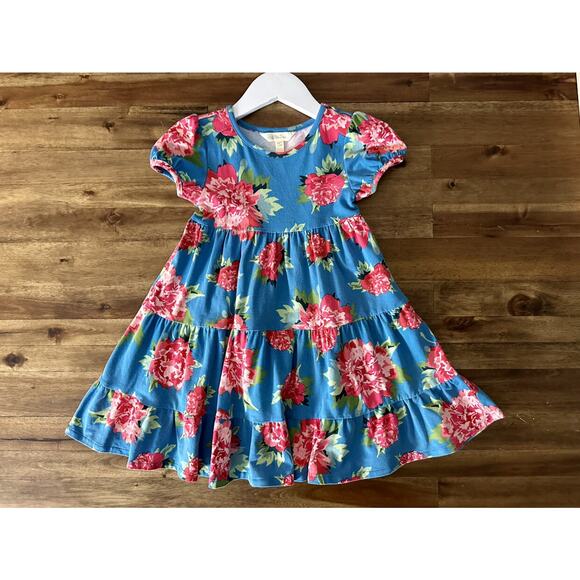 Matilda Jane Camp MJC Blossom Pie Blue Pink Knit Short Sleeve Tiered Dress 4 - Picture 2 of 7